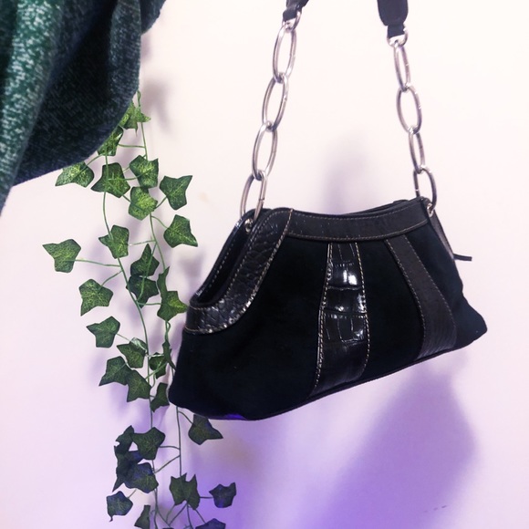 Black Mini Purse Y2K Leather Mix - Picture 3 of 3